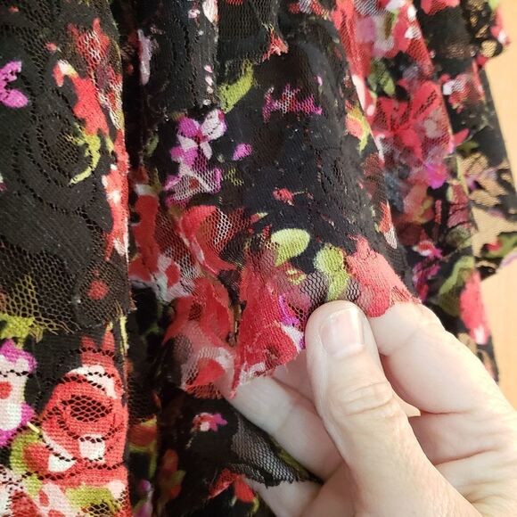 Beautiful Flouncy Tulle Layered Floral Blouse Sz S - Picture 6 of 8